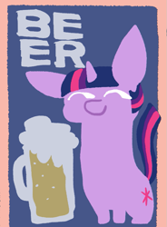 Size: 573x779 | Tagged: safe, artist:jargon scott, twilight sparkle, pony, unicorn, g4, alcohol, beer, horn, long neck, mug, necc, solo, squatpony, twiggie, unicorn twilight