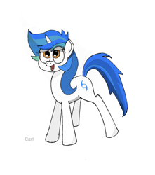 Size: 800x904 | Tagged: safe, artist:carl pony, oc, oc only, oc:carl, pony, unicorn, g4, excited, female, happy, horn, mare, simple background, solo, white background