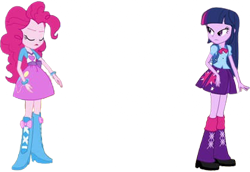 Size: 3659x2520 | Tagged: safe, edit, edited screencap, editor:mrtoonlover83, screencap, pinkie pie, twilight sparkle, human, equestria girls, g4, background removed, duo, duo female, female, not a vector, simple background, transparent background