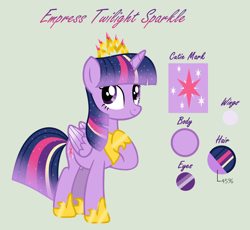 Size: 2936x2700 | Tagged: safe, artist:mylittlespider139, twilight sparkle, alicorn, pony, g4, empress, jewelry, reference sheet, regalia, solo, twilight sparkle (alicorn), ultimate twilight