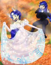 Size: 1664x2143 | Tagged: safe, artist:la_bacterina, oc, oc only, oc:moniker, oc:monique, anthro, clothes, dress, jewelry, outdoors, thumbs up, wedding dress