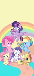 Size: 864x1920 | Tagged: safe, artist:mofumofutchi, edit, applejack, fluttershy, pinkie pie, rainbow dash, rarity, twilight sparkle, alicorn, earth pony, pegasus, pony, unicorn, g4, g4.5, my little pony: pony life, cute, dashabetes, diapinkes, horn, jackabetes, mane six, raribetes, shyabetes, twiabetes, twilight sparkle (alicorn)