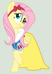 Size: 396x555 | Tagged: safe, artist:doggie31, fluttershy, pegasus, pony, g4, clothes, commission, cute, disney, disney princess, dress, female, gown, hairband, mare, shyabetes, smiling, snow white, snow white and the seven dwarfs, solo