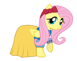 Size: 1139x917 | Tagged: safe, artist:paulinaolguin, fluttershy, pegasus, pony, g4, clothes, cute, disney, disney princess, dress, female, gown, hairband, mare, ribbon, shyabetes, simple background, smiling, snow white, snow white and the seven dwarfs, solo, transparent background, vector