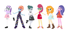 Size: 1280x572 | Tagged: safe, artist:andy213yt, artist:selenaede, cloudy quartz, cookie crumbles, pear butter, posey shy, twilight velvet, windy whistles, human, equestria girls, g4, 80's fashion, adoraquartz, base used, boots, clothes, cookiebetes, cute, ear piercing, earring, equestria girls-ified, female, flower, flower in hair, freckles, glasses, grin, jewelry, mom six, necklace, open mouth, open smile, pearabetes, pearl necklace, piercing, posey shyabetes, shoes, simple background, skirt, smiling, velvetbetes, white background, windybetes