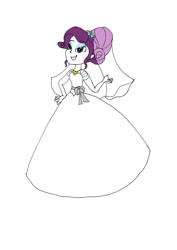 Size: 1024x1449 | Tagged: safe, artist:gratzalia, rarity, human, equestria girls, g4, alternate hairstyle, clothes, cute, dress, eyeshadow, female, gown, grin, lidded eyes, makeup, raribetes, smiling, solo, veil, wedding dress, wedding veil