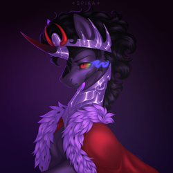 Size: 7600x7600 | Tagged: safe, artist:spika, king sombra, pony, unicorn, g4, absurd file size, armor, cloak, clothes, crown, horn, jewelry, male, regalia, solo, sombra eyes, stallion