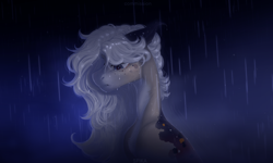 Size: 5000x3000 | Tagged: safe, artist:spika, oc, oc only, earth pony, pony, commission, crying, female, mare, outdoors, rain, solo