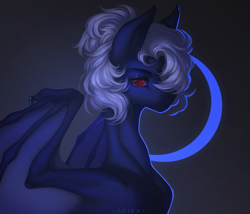 Size: 3500x3000 | Tagged: safe, artist:spika, oc, oc only, bat pony, pony, abstract background, bust, commission, female, mare, slit pupils, solo, spread wings, wings