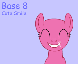 Size: 975x806 | Tagged: safe, artist:howardthebrony38, earth pony, pony, a friend in deed, g4, season 2, ^^, bald, base, eyes closed, female, grin, lavender background, ms paint, purple text, simple background, smile song, smiling, solo, text, trace