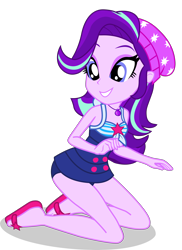 Size: 2898x3970 | Tagged: safe, artist:dustinwatsongkx, starlight glimmer, human, equestria girls, g4, my little pony equestria girls: better together, x marks the spot, accessory swap, bare shoulders, beanie, clothes, clothes swap, female, geode of telekinesis, hat, jewelry, magical geodes, necklace, one-piece swimsuit, sci-twi swimsuit, simple background, sleeveless, solo, swimsuit, swimsuit swap, transparent background