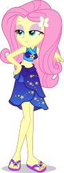 Size: 1491x4019 | Tagged: safe, artist:dustinwatsongkx, fluttershy, human, equestria girls, g4, bare shoulders, belly, belly button, clothes, clothes swap, female, sarong, simple background, sleeveless, solo, sports bra, swimsuit, swimsuit swap, transparent background, trixie's beach shorts swimsuit