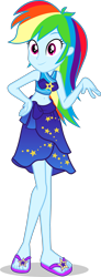 Size: 1454x3939 | Tagged: safe, artist:dustinwatsongkx, rainbow dash, equestria girls, g4, bare shoulders, belly, belly button, clothes, clothes swap, female, sarong, simple background, sleeveless, solo, sports bra, swimsuit, swimsuit swap, transparent background, trixie's beach shorts swimsuit