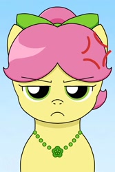 Size: 1067x1600 | Tagged: safe, artist:totallysilversakura, posey bloom, earth pony, pony, g5, adoraposey, angry, bust, cross-popping veins, cute, emanata, female, frown, madorable, mare, portrait, posey bloom is not amused, solo, unamused, vector