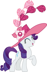 Size: 3000x4536 | Tagged: safe, artist:cloudy glow, rarity, pony, unicorn, g4, season 2, sweet and elite, ^^, cute, eyes closed, feathered hat, female, horn, mare, open mouth, raised hoof, raribetes, simple background, solo, transparent background