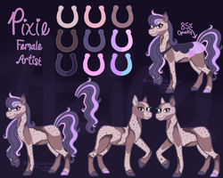 Size: 2452x1963 | Tagged: safe, artist:azira faerinx, oc, oc only, oc:pixie (azira faerinx), horse, barely pony related, female, mare, raised hoof, reference sheet, wild manes, wild manes oc