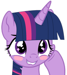 Size: 1005x1135 | Tagged: safe, artist:hancar, artist:twilyisbestpone, derpibooru exclusive, twilight sparkle, pony, unicorn, g4, base used, blushing, bust, cute, female, hoof on cheek, horn, inconsistent line weight, lip bite, mare, simple background, solo, transparent background, twiabetes, wingding eyes, wrong eye shape