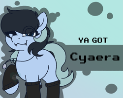 Size: 1301x1048 | Tagged: safe, artist:bluemoon, oc, oc only, oc:cyaera, undead, vampire, vampony, banned from equestria daily, clothes, commission, gradient background, jewelry, leg warmers, male, necklace, solo, ya got, ych result