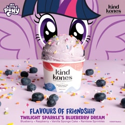 Size: 2391x2391 | Tagged: safe, twilight sparkle, alicorn, equestria daily, g4, blueberry, cup, female, flavors of friendship, food, fruit, ice cream, kind kones, kind kones (ice cream store), singapore, solo, sprinkles, twilight sparkle (alicorn), twilight sparkle's blueberry dream, vegan