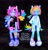 Size: 1985x2048 | Tagged: safe, artist:melpsmelps, pinkie pie, rainbow dash, human, g4, black background, duo, duo female, female, humanized, open mouth, open smile, plushie, rainbow dash plushie, simple background, smiling