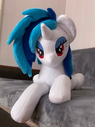 Size: 1536x2048 | Tagged: safe, artist:mdcraft10, dj pon-3, vinyl scratch, pony, unicorn, g4, female, horn, indoors, irl, lying down, photo, plushie, prone, solo