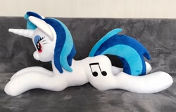 Size: 2048x1314 | Tagged: safe, artist:mdcraft10, dj pon-3, vinyl scratch, pony, unicorn, g4, couch, female, horn, indoors, irl, lying down, photo, plushie, prone, solo