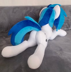 Size: 2023x2048 | Tagged: safe, artist:mdcraft10, dj pon-3, vinyl scratch, pony, unicorn, g4, butt, couch, female, horn, indoors, irl, lying down, photo, plot, plushie, prone, solo, underhoof