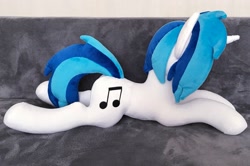 Size: 2048x1361 | Tagged: safe, artist:mdcraft10, dj pon-3, vinyl scratch, pony, unicorn, g4, female, horn, indoors, irl, lying down, photo, plushie, side view, solo