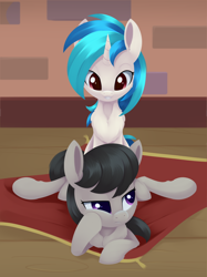 Size: 2348x3138 | Tagged: safe, artist:dusthiel, dj pon-3, octavia melody, vinyl scratch, earth pony, pony, unicorn, g4, duo, duo female, female, horn, lying down, mare, prone, rug