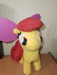 Size: 3000x4000 | Tagged: safe, artist:jbond, apple bloom, earth pony, pony, g4, apple bloom's bow, bow, female, filly, foal, hair bow, handmade, irl, photo, photography, plushie, solo