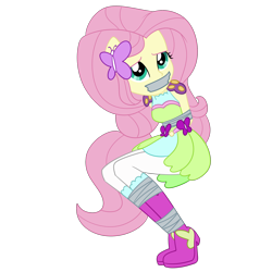 Size: 2000x2000 | Tagged: safe, artist:nie-martw-sie-o-mnie, fluttershy, equestria girls, g4, my little pony equestria girls: legend of everfree, bondage, boots, butterfly hairpin, crystal guardian, female, femsub, fluttersub, gag, shoes, simple background, sitting, solo, submissive, tape, tape bondage, tape gag, transparent background