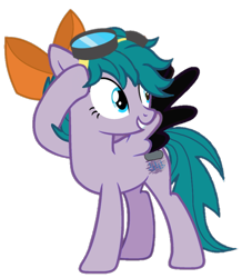 Size: 720x827 | Tagged: safe, artist:lucky bolt, artist:pegasski, oc, oc only, oc:gale force, pegasus, pony, base used, bow, colored wings, female, goggles, hair bow, raised hoof, short mane, simple background, solo, transparent background, two toned wings, wings