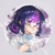 Size: 1000x1000 | Tagged: safe, artist:tang403339, sci-twi, twilight sparkle, human, g4, abstract background, bust, cup, glasses, gray background, hairpin, humanized, patterned background, portrait, solo, sparkles, text