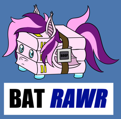 Size: 2640x2588 | Tagged: safe, artist:sroka001, oc, oc only, oc:plum taffy, bat pony, pony, pun, rar, solo, winrar