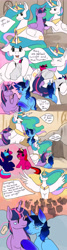 Size: 2667x10000 | Tagged: safe, princess celestia, twilight sparkle, oc, oc:blue thunder, alicorn, g4, celebration, coronation, crying, everypony, foal, prince, princess, twilight sparkle (alicorn)