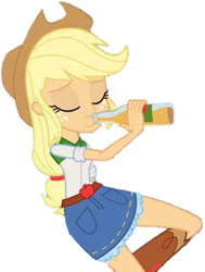 Size: 1904x2520 | Tagged: safe, edit, edited screencap, editor:homersimpson1983, screencap, applejack, human, equestria girls, g4, apple cider, background removed, drink, drinking, eyes closed, female, needs more jpeg, not a vector, simple background, solo, transparent background