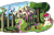 Size: 880x560 | Tagged: safe, artist:algoatall, artist:greenybeanz, artist:hattsy, artist:maretian, artist:violavaquita, berry punch, berryshine, daisy, flower wishes, lily, lily valley, linky, roseluck, shoeshine, sunshower raindrops, earth pony, pegasus, pony, g4, bush, carrot, collaboration, female, fence, flower, flower pot, flower trio, food, garden, house, lying down, mare, mouth hold, open mouth, open smile, picket fence, pictogram, plant pot, ponyville, prone, raised eyebrows, rare mare, scenery, smiling, tongue out, tree, trowel