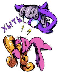 Size: 2060x2480 | Tagged: safe, artist:ybkathan, shady, oc, oc only, oc:natrix capefiv, earth pony, pony, g1, duo, simple background, transparent background