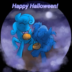 Size: 1260x1260 | Tagged: safe, artist:sparjechkaa, pony, g4, commission, duo, female, filly, foal, halloween, holiday, kids, ych sketch, your character here