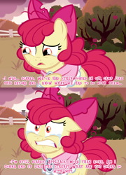 Size: 2360x3280 | Tagged: safe, artist:3ggmilky, apple bloom, pony, comic:the bite, g4, alternate hairstyle, clothes, crying, goldie delicious' shawl, gritted teeth, infection au, older, older apple bloom, outdoors, shawl, solo, teary eyes, teeth, tree