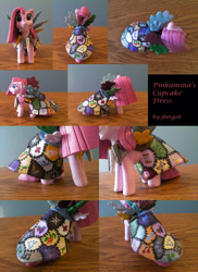 Size: 1824x2500 | Tagged: safe, artist:jberg18, pinkie pie, pony, fanfic:cupcakes, g4, clothes, cutie mark dress, dress, figurine, indoors, irl, photo, pinkamena diane pie, solo, toy