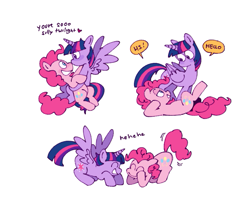 Size: 771x626 | Tagged: safe, artist:driftwoodpony, pinkie pie, twilight sparkle, alicorn, earth pony, pony, g4, boop, duo, duo female, female, giggling, heart, laughing, lesbian, mare, noseboop, open mouth, open smile, ship:twinkie, shipping, simple background, smiling, twilight sparkle (alicorn), white background