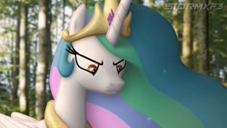 Size: 640x360 | Tagged: safe, artist:stormxf3, princess celestia, alicorn, pony, g4, female, forest, mare, nature, outdoors, solo, tree