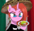 Size: 5000x4500 | Tagged: safe, artist:chakiz zukulenz, oc, oc only, oc:chakiz zukulenz, pony, unicorn, brown eyes, clothes, ear piercing, food, glasses, hat, horn, mexican, mexican flag, mexican hat, mexico, piercing, pink pony, pozole, red hair, september, solo, sweater