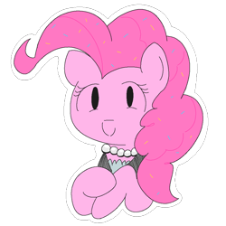 Size: 1020x1020 | Tagged: safe, artist:castafae, pinkie pie, earth pony, pony, g4, bust, clothes, confetti, confetti in mane, female, jewelry, looking at you, mare, necklace, pearl necklace, raised hooves, simple background, smiling, smiling at you, solo, transparent background