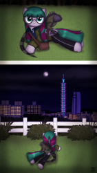 Size: 1080x1920 | Tagged: safe, artist:99999999000, oc, oc only, oc:li anna, iguana, lizard, pegasus, city, clothes, female, glasses, mid-autumn festival, moon, pegasus oc, taipei, taiwan