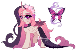 Size: 2132x1442 | Tagged: safe, artist:gihhbloonde, oc, oc only, alicorn, pony, female, mare, offspring, parent:fluttershy, parent:king sombra, parents:sombrashy, simple background, solo, transparent background