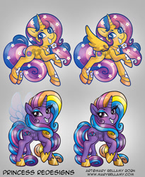 Size: 819x1000 | Tagged: source needed, useless source url, safe, alternate version, artist:marybellamy, alicorn, butterfly, g4, flower, princessgoldlily, princesssterling, redesign, shimmer, toy, wings