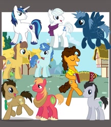 Size: 857x981 | Tagged: artist needed, safe, big macintosh, caramel, cheese sandwich, doctor whooves, double diamond, lucky clover, party favor, shining armor, star hunter, time turner, earth pony, pegasus, pony, unicorn, g4, accordion, clothes, collage, horn, male, musical instrument, needs more jpeg, stallion