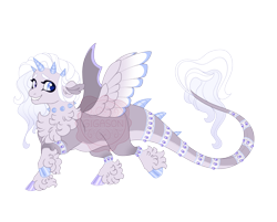 Size: 4600x3700 | Tagged: safe, artist:gigason, oc, oc only, oc:bobbin, draconequus, hybrid, g4, absurd resolution, adoptable, chest fluff, cloven hooves, colored belly, colored chest fluff, colored eyebrows, colored head, colored hooves, colored horns, colored pinnae, colored pupils, colored wings, concave belly, cream belly, draconequus oc, ear fluff, eyelashes, fangs, female, female oc, floppy ears, four horns, gradient legs, heterochromia, hooves, horn, horns, hybrid oc, interspecies offspring, jewelry, long hair, long tail, looking back, magical lesbian spawn, magical threesome spawn, mismatched hooves, mismatched wings, multicolored hooves, multiple horns, obtrusive watermark, offspring, pale belly, parent:discord, parent:fleur-de-lis, parent:lily lace, parents:fleur-de-cord, raised hoof, raised leg, short horns, simple background, small wings, smiling, solo, spikes, spread wings, standing on two hooves, tail, tail band, tail jewelry, tail markings, tan fur, thin tail, three quarter view, tongue out, transparent background, two toned wings, unshorn fetlocks, wall of tags, watermark, wavy hair, wavy tail, white hair, white tail, wing markings, wings, wristband